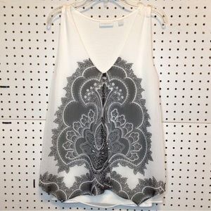 NY&Co Black&White sheer split front top
